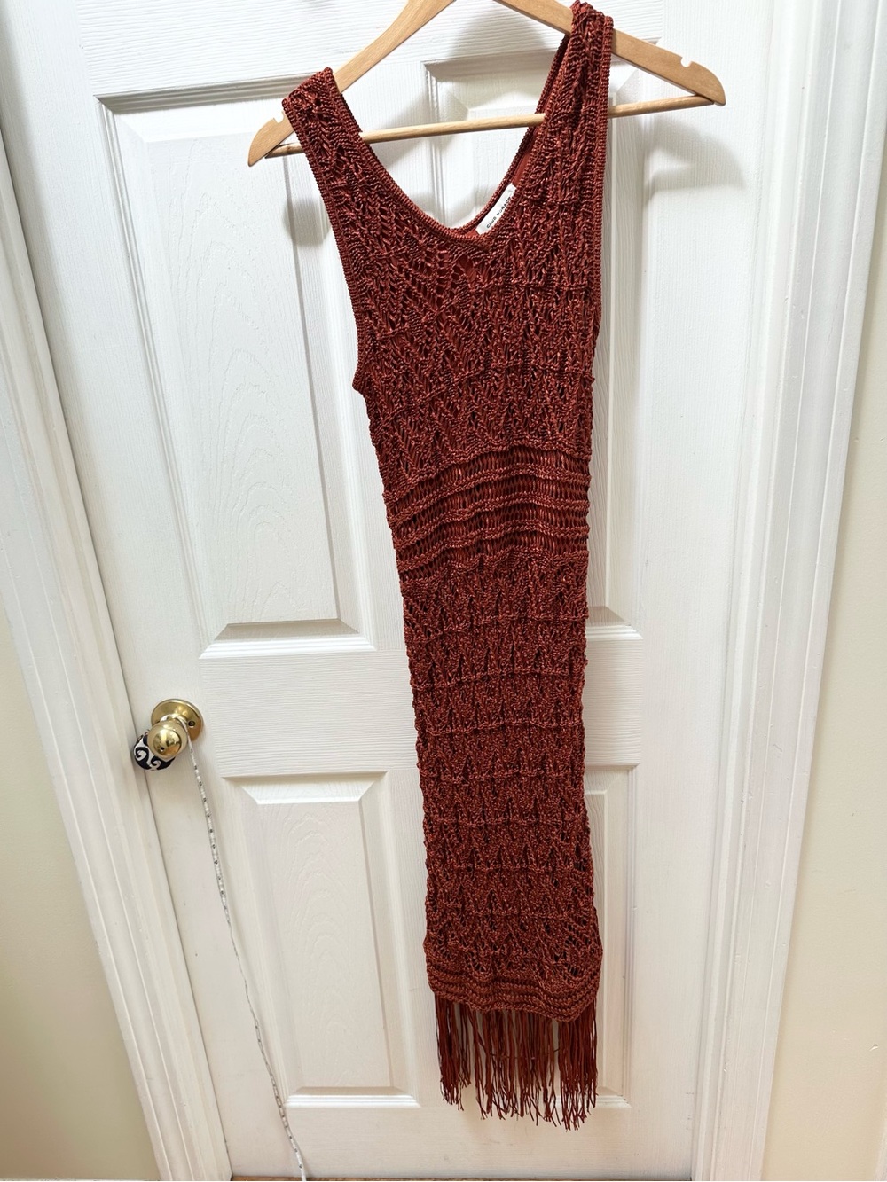 Club Monaco Orange Crochet Fringe Maxi Dress m medium - Picture 2 of 6